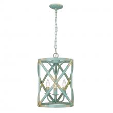  0890-3P TEAL - Alcott TEAL 3 Light Pendant in Teal with Antique Teal Shade